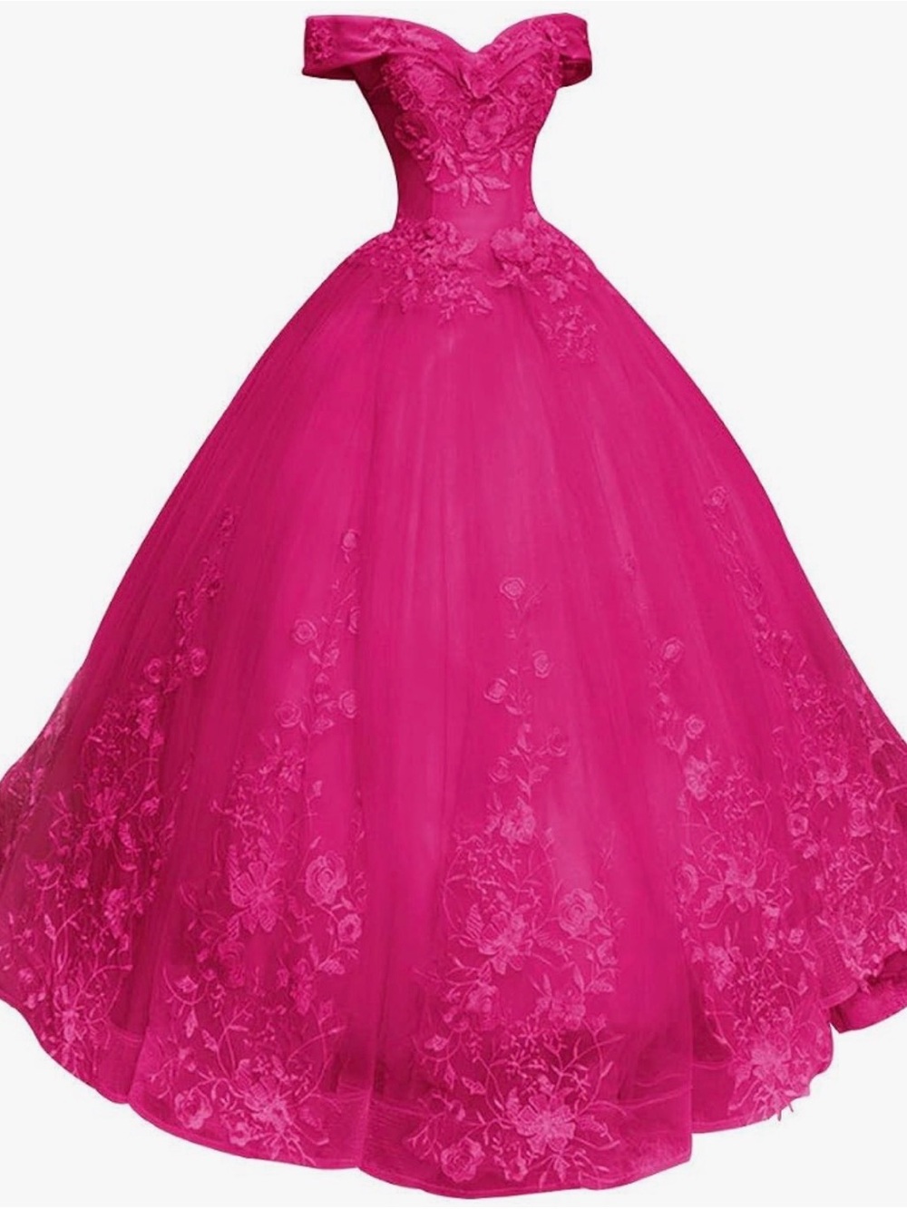 Hot Pink Off-Shoulder Ball Gown